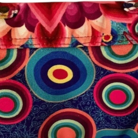 Desigual Colorful Rainbow 2-Compartment Shoulder/XBody Floral, Circles - 7 x 10” - Picture 5 of 11